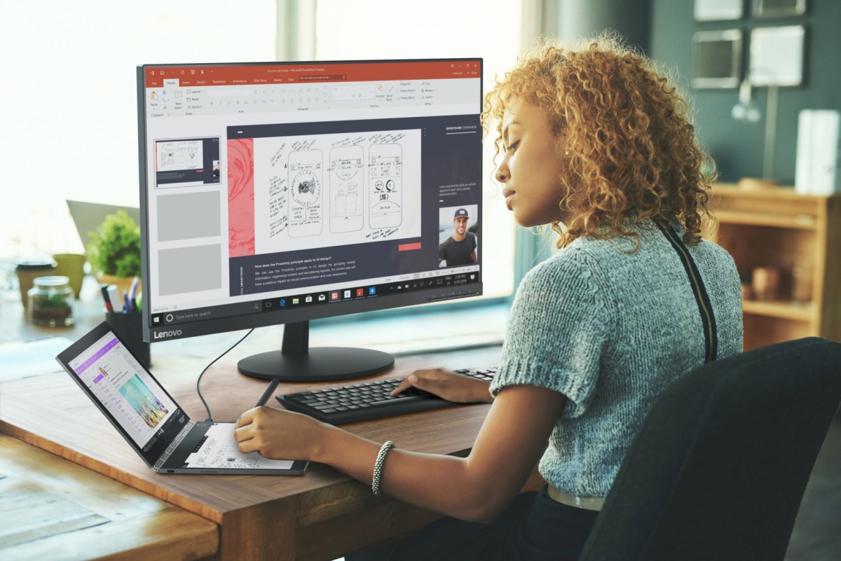 More productive with Lenovo L27m Monitor manja